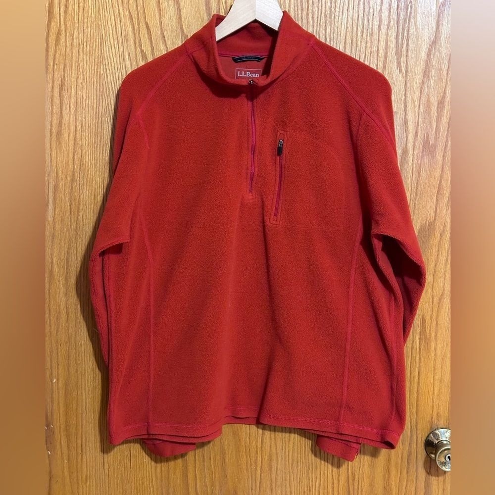 L.L Bean men's‎ 1/4 zip fleece dark red(not orange)sz large